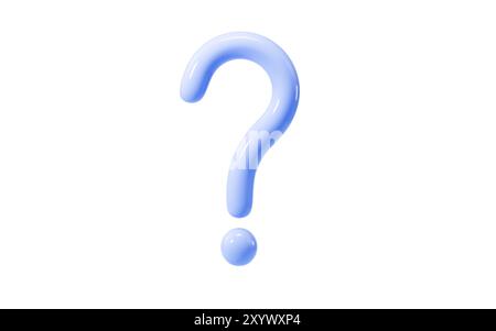 Cartoon question mark, faq problem solution symbol, 3d rendering. 3d illustration. Stock Photo