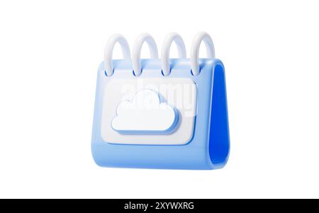 Cartoon calendar and cloud computing, 3d rendering. 3d illustration. Stock Photo