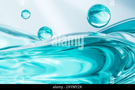 Cyan abstract glass texture background, 3d rendering. 3d illustration. Stock Photo