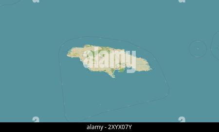 Jamaica Island in the Caribbean Sea on a topographic, OSM Humanitarian style map Stock Photo