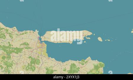 Madura Island in the Java Sea on a topographic, OSM Humanitarian style map Stock Photo