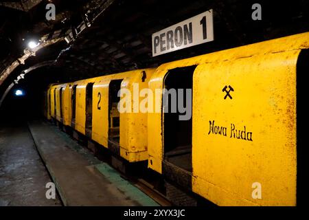 Nowa Ruda, Poland - August 4th, 2024 - Mining transportation carts Stock Photo