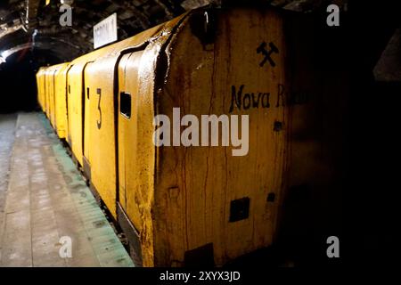 Nowa Ruda, Poland - August 4th, 2024 - Mining transportation carts Stock Photo