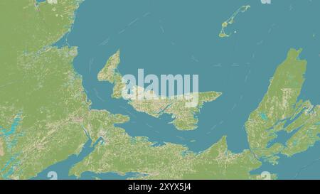 Prince Edward Island in the Gulf of St. Lawrence on a topographic, OSM Humanitarian style map Stock Photo