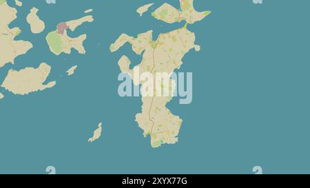 South Ronaldsay Island in the North Sea on a topographic, OSM Humanitarian style map Stock Photo