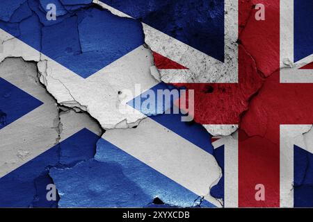 flags of Scotland and England painted on cracked wall Stock Photo - Alamy