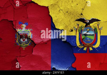 flags of Quito and Ecuador painted on cracked wall Stock Photo - Alamy