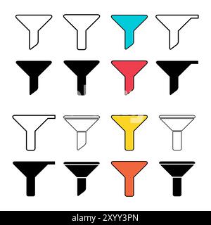 filtering icon, black vector sign with editable strokes, concept ...