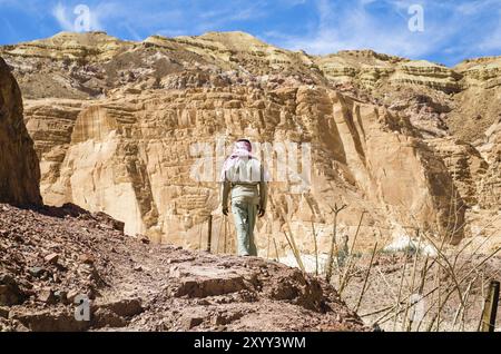 Bedouin climbs a mountain in Egypt Dahab Stock Photo