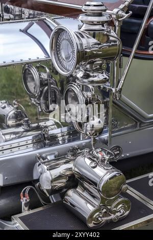 Close-up of Lights on a Vintage Rolls Royce Stock Photo