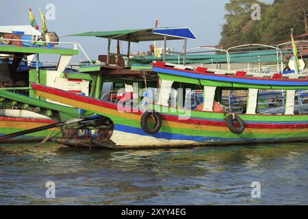 Ships on the Irrawaddy in Myanmar Stock Photo