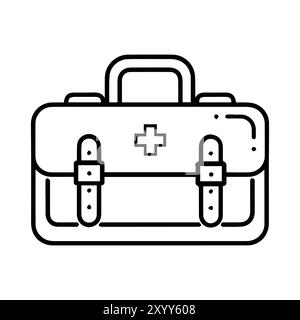 Medical Bag icon or modern line symbol. Vector line art and icon design with bold outline. Black and white Pixel Perfect minimalistic symbol isolated Stock Vector