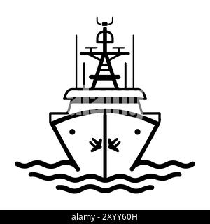 Military Boat icon or modern line symbol. Vector line art and icon design with bold outline. Black and white Pixel Perfect minimalistic symbol isolate Stock Vector