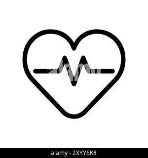 Heart Report icon or modern line symbol. Vector line art and icon design with bold outline. Black and white Pixel Perfect minimalistic symbol isolated Stock Vector