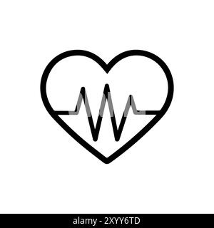 Heart Report icon or modern line symbol. Vector line art and icon design with bold outline. Black and white Pixel Perfect minimalistic symbol isolated Stock Vector