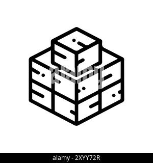 Bricks icon or modern line symbol. Vector line art and icon design with bold outline. Black and white Pixel Perfect minimalistic symbol isolated white Stock Vector