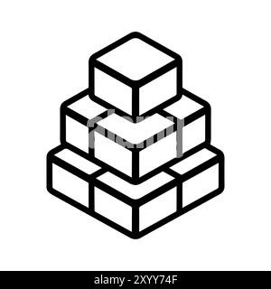 Bricks icon or modern line symbol. Vector line art and icon design with bold outline. Black and white Pixel Perfect minimalistic symbol isolated white Stock Vector