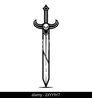 Sword icon or modern line symbol. Vector line art and icon design with bold outline. Black and white Pixel Perfect minimalistic symbol isolated white Stock Vector