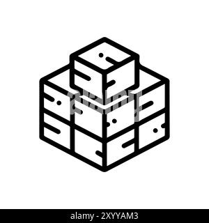 Bricks icon or modern line symbol. Vector line art and icon design with bold outline. Black and white Pixel Perfect minimalistic symbol isolated white Stock Vector