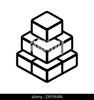 Bricks icon or modern line symbol. Vector line art and icon design with bold outline. Black and white Pixel Perfect minimalistic symbol isolated white Stock Vector