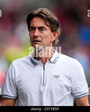 during the Premier League match at the Gtech Community Stadium, London ...