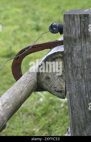 Pasture fence detail Stock Photo