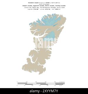 Ellesmere Island in the Baffin Bay belonging to Canada isolated on a topographic OSM standard style map with distance scale Stock Photo Alamy