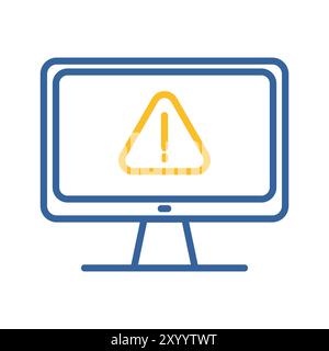 Computer warning vector icon. Simple digital system error. Security sign. Graph symbol for your web site design, logo, app, UI Stock Vector