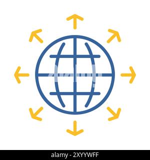 Arrows outside from globe vector icon. Global communication filled symbol. Security sign. Graph symbol for your web site design, logo, app, UI Stock Vector
