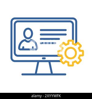User customize settings on monitor vector icon. User interface customization, programming. Concept of creating, setting personal pages and repairing. Stock Vector