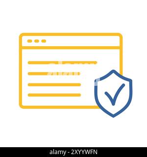 Internet safety vector icon. Web page with protection shield. Security sign. Graph symbol for your web site design, logo, app, UI Stock Vector