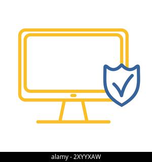 Monitor with shield and check mark vector icon. Security sign. Graph symbol for your web site design, logo, app, UI Stock Vector