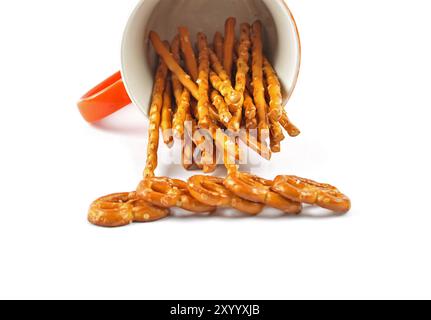 Savory snacks on a white background Stock Photo
