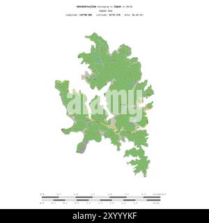 Wakamatsujima in the Japan Sea, belonging to Japan, isolated on a topographic, OSM standard style map, with distance scale Stock Photo