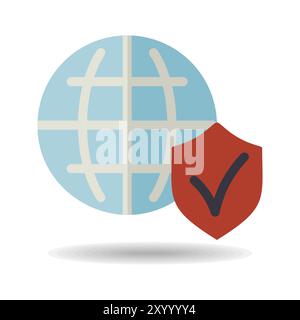 Global shield vector icon. Security sign. Graph symbol for your web site design, logo, app, UI Stock Vector