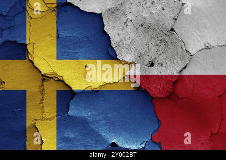 flags of Sweden and Poland painted on cracked wall Stock Photo - Alamy