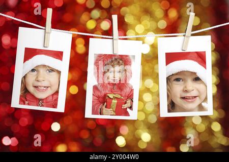 Photo of child against Christmas lights background Stock Photo