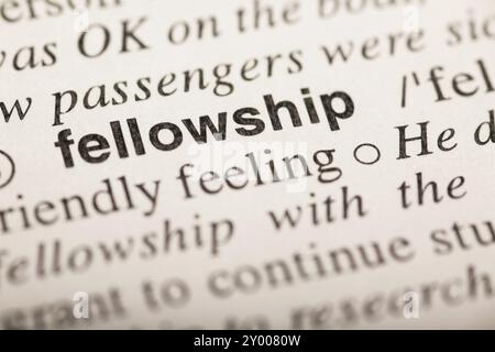 Fellowship, word in dictionary. macro shot. selective focus Stock Photo