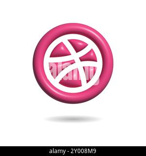 Dribbble 3D Icon Stock Vector