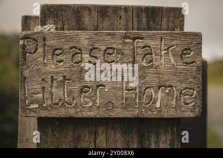 Sign: Please take litter home, seen near West Bagborough, Somerset, England, UK Stock Photo