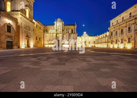 The amazing Piazza del Duomo in Lecce, Italy, at twilight with no people Stock Photo