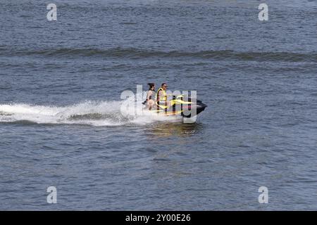 Amphibious water scooter, jetski riding on the Saint Lawrence River, Montreal, Province of Quebec, Canada, North America Stock Photo