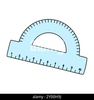 Protractor ruler, back to school concept, doodle style vector illustration Stock Vector