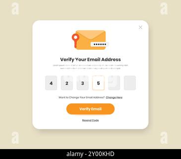 Email OTP verification popup screen with illustration for mobile and web interface kit Stock Vector