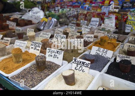 Photo of spices at Osh Bazar in Bishkek, Kyrgyzstan#39, s capital Stock Photo