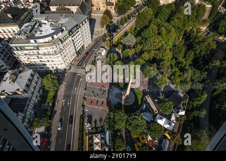 Aerial View of Constitution Square on a Summer Day - Luxembourg City Stock Photo