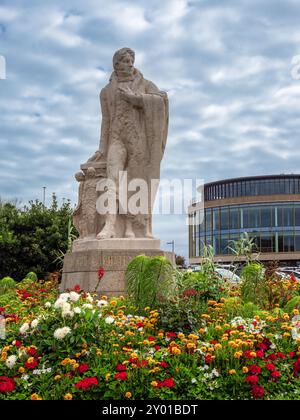 Saint Malo, France - July 20, 2024: Commemorative monument dedicated to Francois-Rene de Chateaubriand, a renowned French writer, politician, and hist Stock Photo