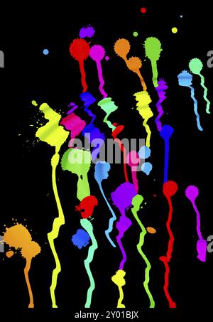Colorful blots on a black background Stock Photo