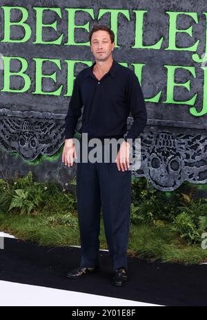 Ebon Moss-Bachrach attends the UK premiere of 'Beetlejuice Beetlejuice' at Cineworld Leicester Square in London. Stock Photo