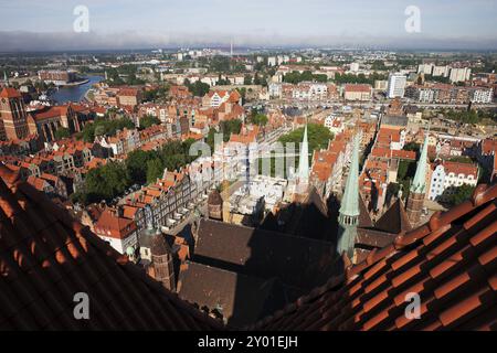 Old Town of Gdansk city in Poland, view from top of St. Mary's Church Stock Photo